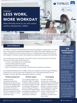 Flyer promoting Everforth TopBloc’s Workday services